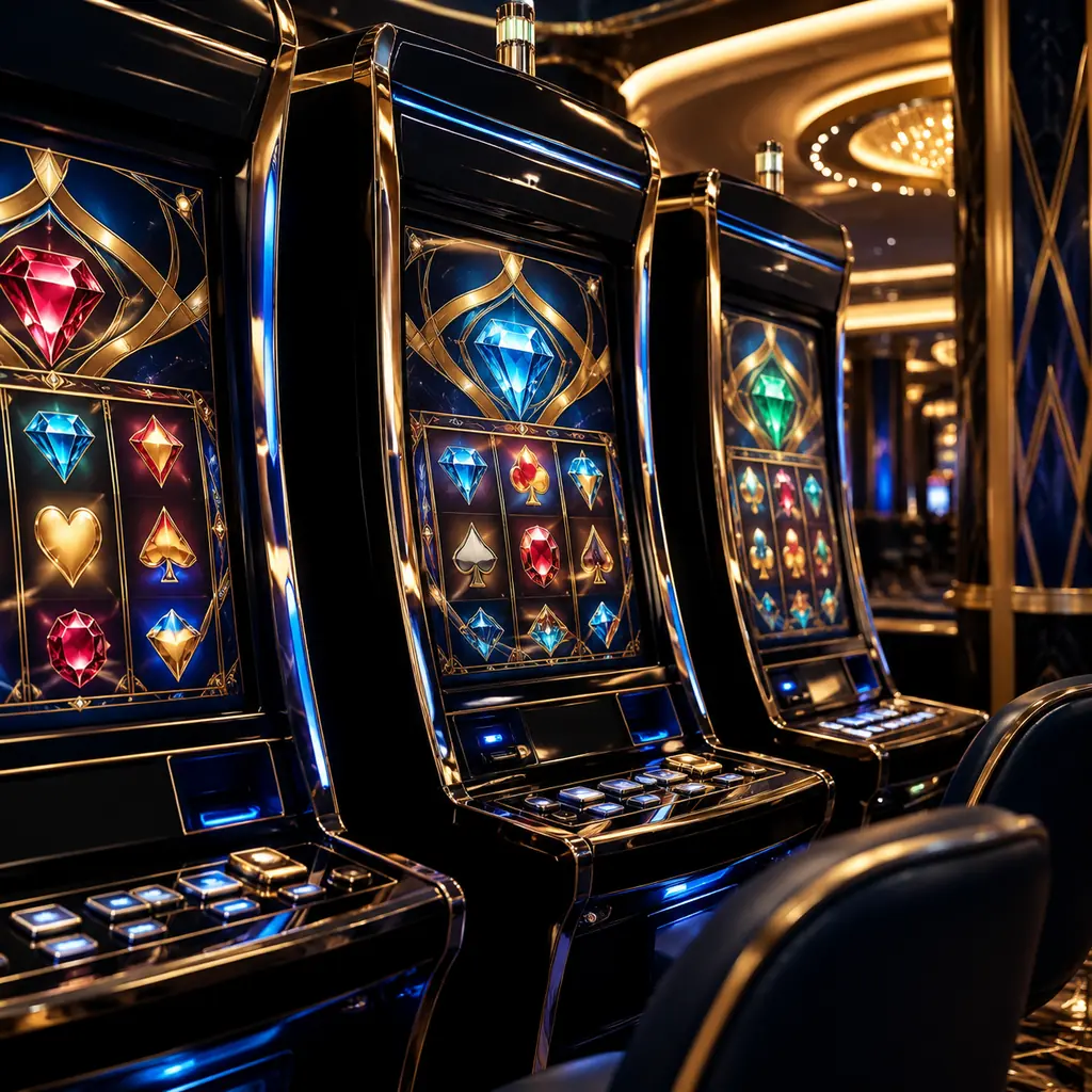 Mesin slot elektronik dengan tampilan permata di kasino